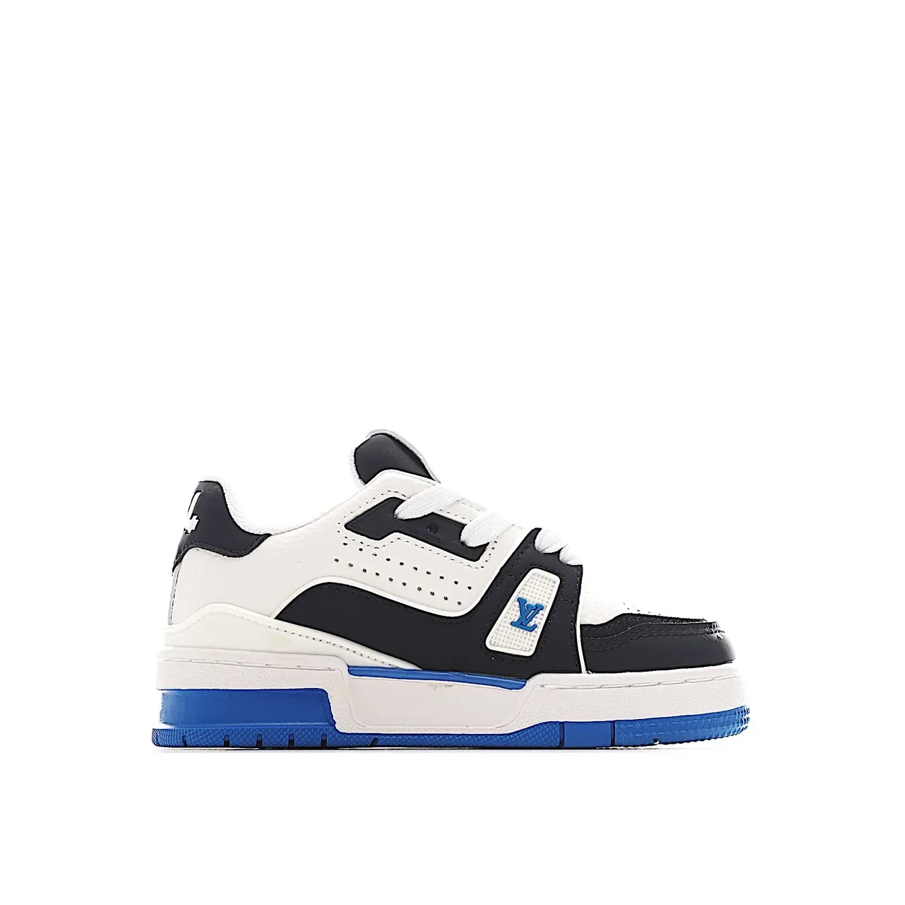 Louis Vuitton LV Trainer White Blue Layered Synthetic Overlays Perforated Toebox Lifestyle Sneakers 18