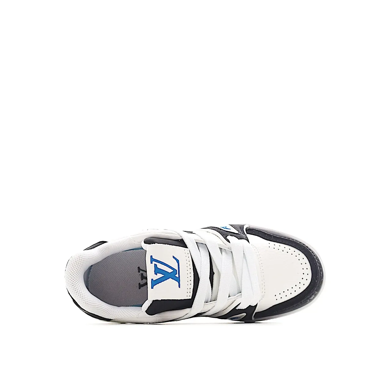 Louis Vuitton LV Trainer White Blue Layered Synthetic Overlays Perforated Toebox Lifestyle Sneakers 24