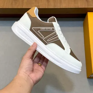Louis Vuitton LV Trainer White Brown Low-Top Perforated Panel Lifestyle Sneakers