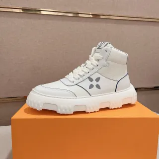 لويس فتون LV Trainer أبيض رمادي كعب عالي سول سميك تشانكي سنيكرز