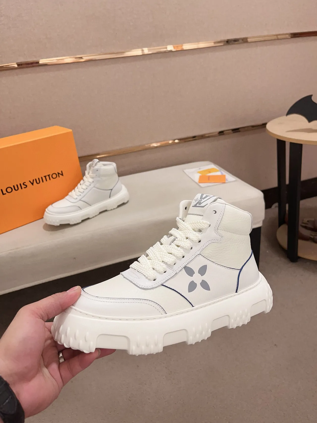 Louis Vuitton LV Trainer White Gray High-Top Sole Chunky Sneakers 3