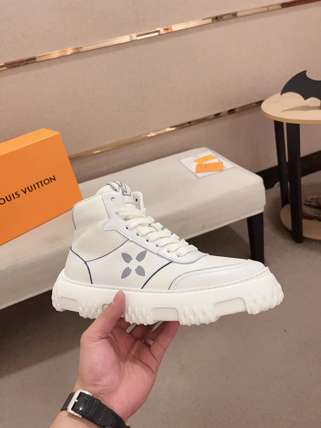 Louis Vuitton LV Trainer White Gray High-Top Sole Chunky Sneakers 4
