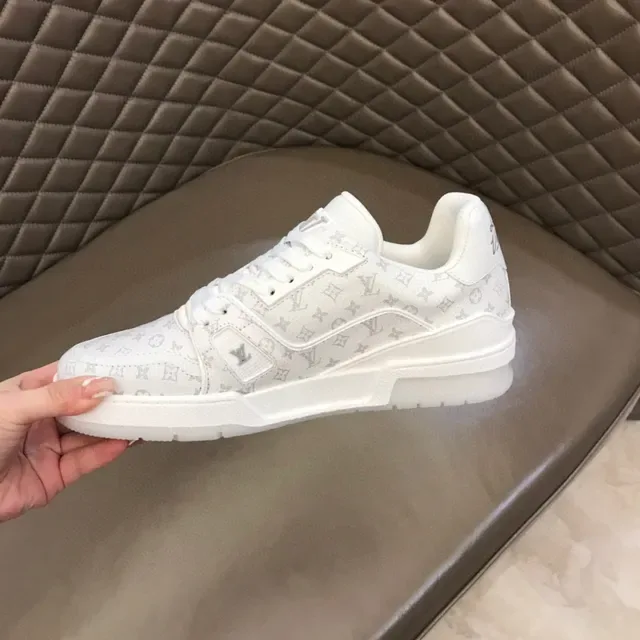 Louis Vuitton LV Trainer White Gray Monogram Canvas Layered Rubber Sole Lifestyle Sneakers 3