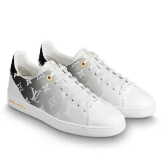Louis Vuitton LV Trainer Blancos y grises Monograma Gradiente Panel lateral de cuero Parte superior Zapatillas de estilo de vida