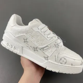 Louis Vuitton LV Trainer White Gray Monogram-Printed Chunky-Soled Lifestyle Sneakers