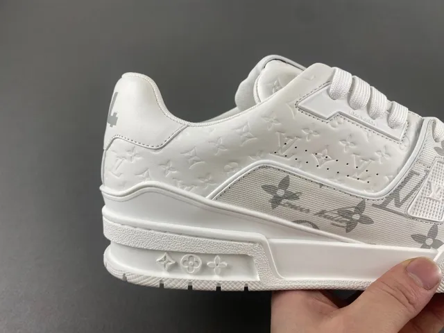Louis Vuitton LV Trainer White Gray Monogram-Printed Chunky-Soled Lifestyle Sneakers 3