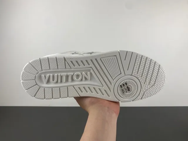 Louis Vuitton LV Trainer White Gray Monogram-Printed Chunky-Soled Lifestyle Sneakers 9