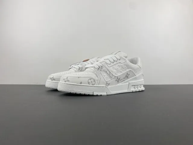 Louis Vuitton LV Trainer White Gray Monogram-Printed Chunky-Soled Lifestyle Sneakers 10