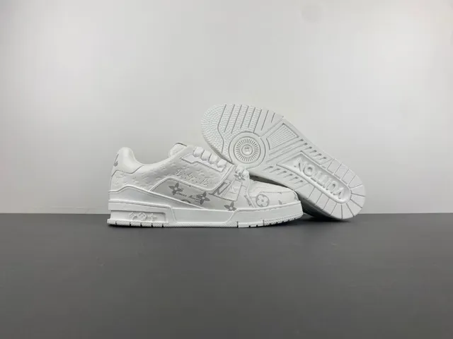 Louis Vuitton LV Trainer White Gray Monogram-Printed Chunky-Soled Lifestyle Sneakers 12