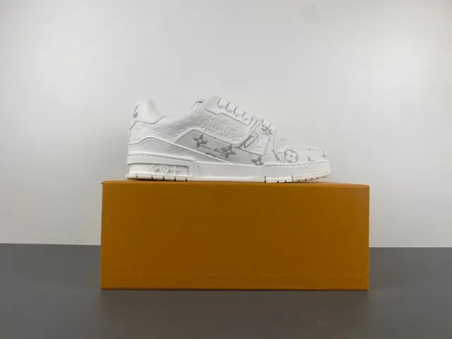 Louis Vuitton LV Trainer White Gray Monogram-Printed Chunky-Soled Lifestyle Sneakers 15