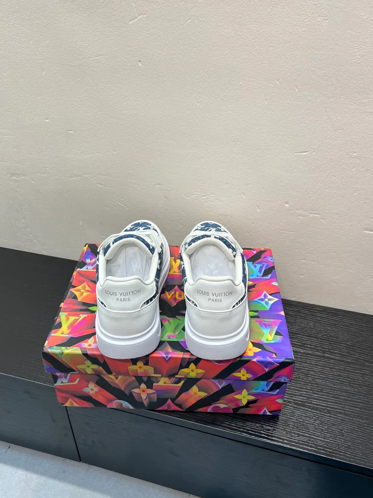 Louis Vuitton LV Trainer White Navy Monogram-Print Side Panels Leather Base Lifestyle Sneakers 5