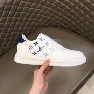 Louis Vuitton LV Trainer White Navy Monogram-Printed Low-Top Lifestyle Sneakers