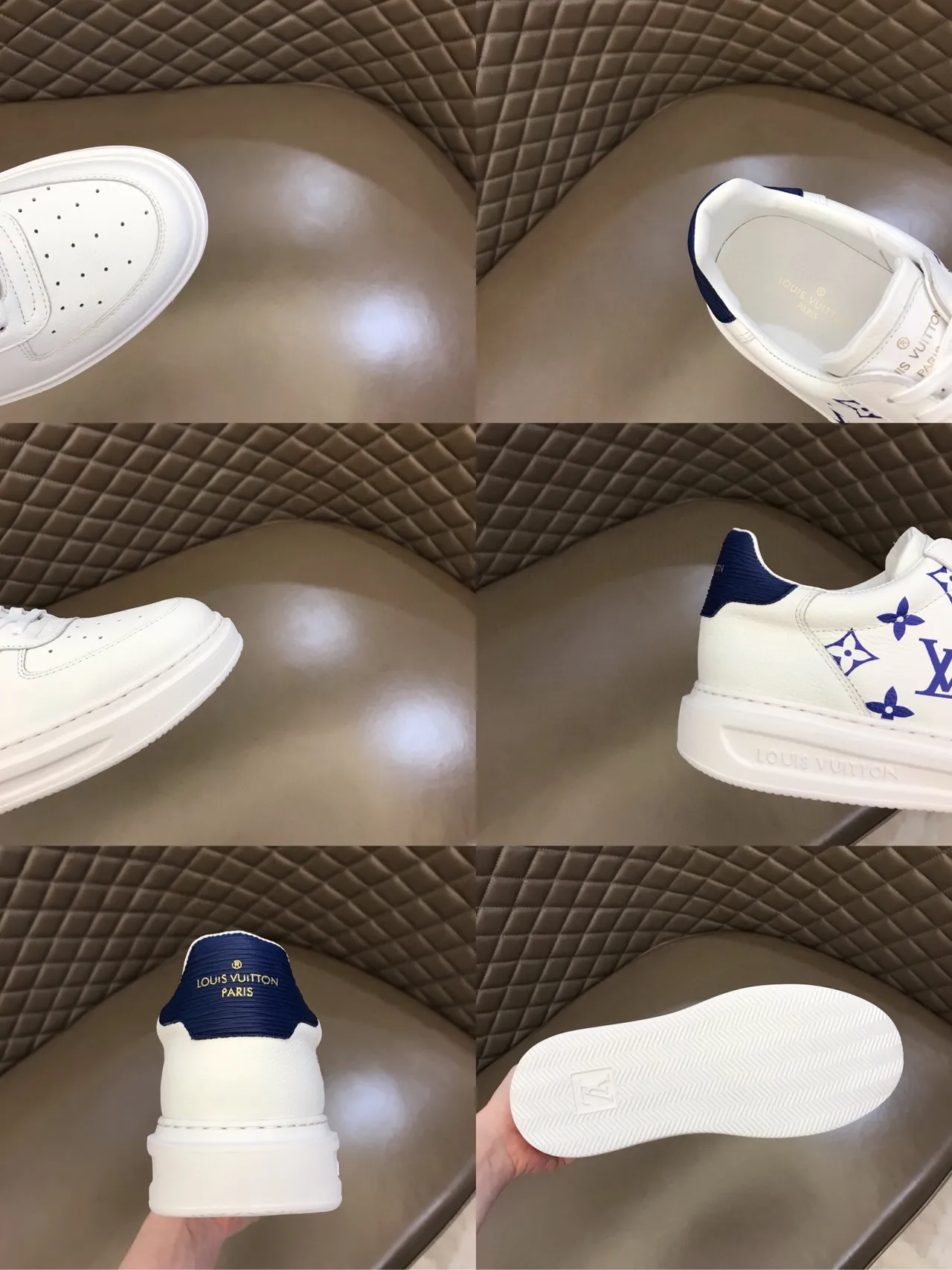 Louis Vuitton LV Trainer White Navy Monogram-Printed Low-Top Lifestyle Sneakers 2