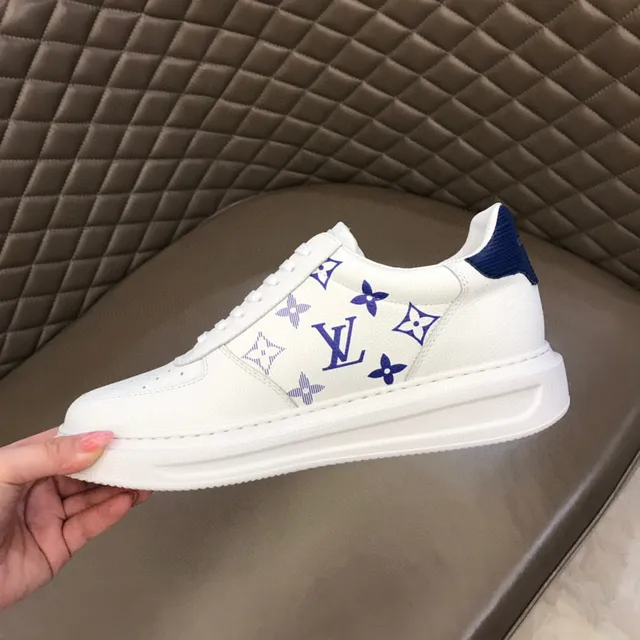 Louis Vuitton LV Trainer White Navy Monogram-Printed Low-Top Lifestyle Sneakers 3