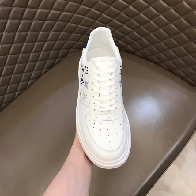Louis Vuitton LV Trainer White Navy Monogram-Printed Low-Top Lifestyle Sneakers 4