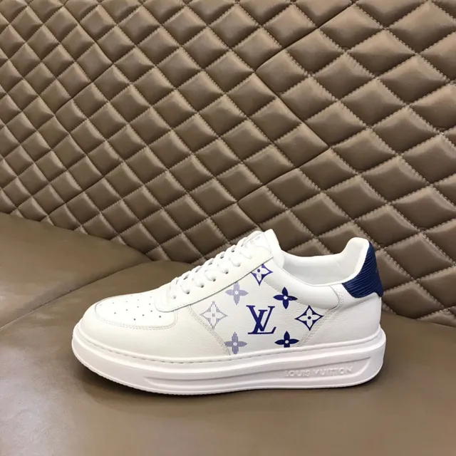 Louis Vuitton LV Trainer White Navy Monogram-Printed Low-Top Lifestyle Sneakers 5