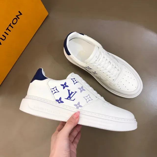 Louis Vuitton LV Trainer White Navy Monogram-Printed Low-Top Lifestyle Sneakers 6