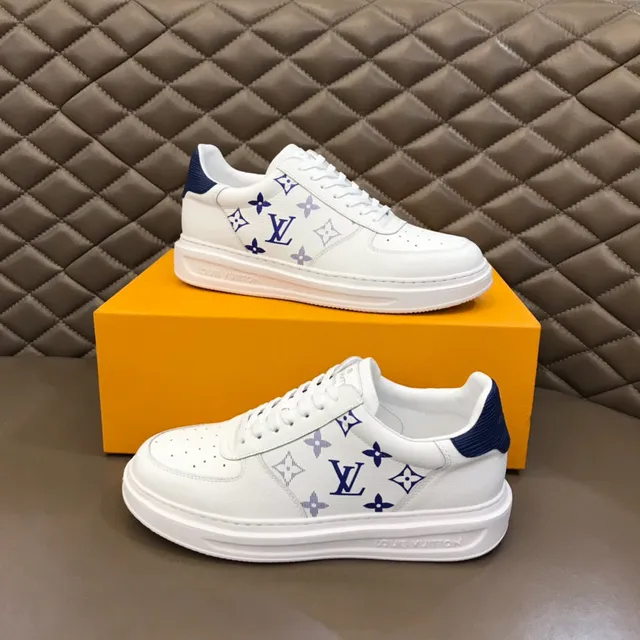 Louis Vuitton LV Trainer White Navy Monogram-Printed Low-Top Lifestyle Sneakers 7