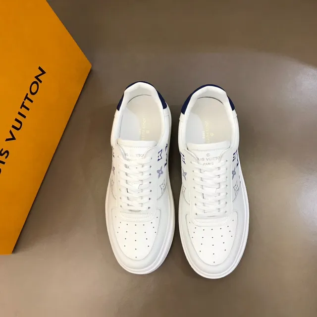 Louis Vuitton LV Trainer White Navy Monogram-Printed Low-Top Lifestyle Sneakers 8