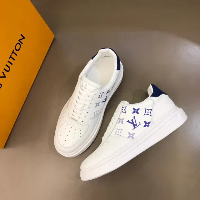 Louis Vuitton LV Trainer White Navy Monogram-Printed Low-Top Lifestyle Sneakers 9