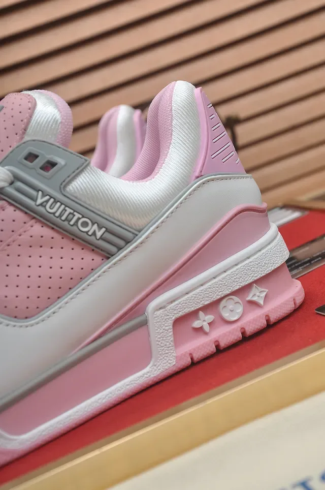 Louis Vuitton LV Trainer White Pink Layered Midsole Perforated Mesh Panel Lifestyle Sneakers 2