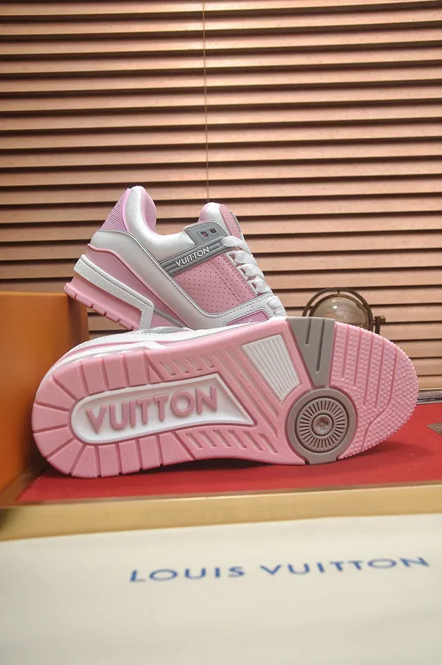 Louis Vuitton LV Trainer White Pink Layered Midsole Perforated Mesh Panel Lifestyle Sneakers 3