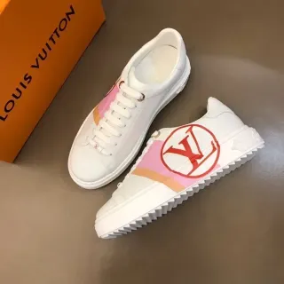 Louis Vuitton LV Trainer Zapatillas Lifestyle Blancas Rosadas de Cuero Superior de Bajo