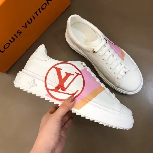 Louis Vuitton LV Trainer White Pink Low-Top Leather Upper Lifestyle Sneakers 3