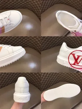 Louis Vuitton LV Trainer White Pink Low-Top Leather Upper Lifestyle Sneakers 4