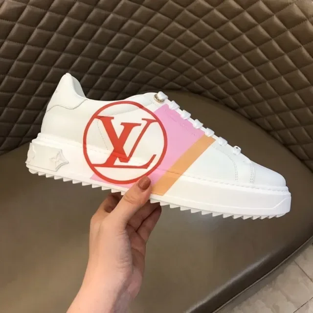 Louis Vuitton LV Trainer White Pink Low-Top Leather Upper Lifestyle Sneakers 6