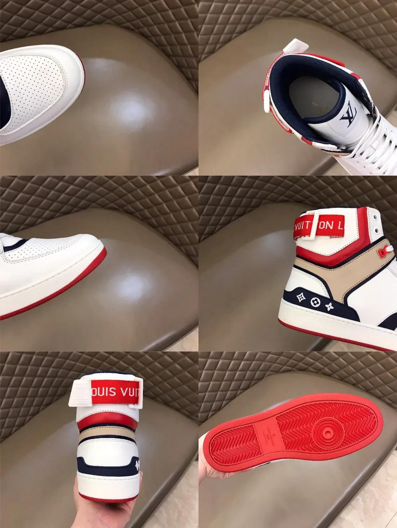 Louis Vuitton LV Trainer White Red High-Top Multi-Panel Leather Lifestyle Sneakers 2