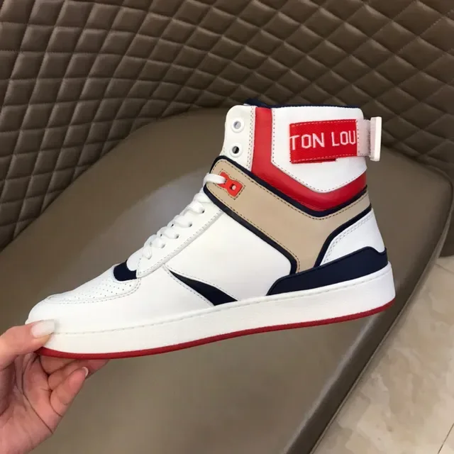 Louis Vuitton LV Trainer White Red High-Top Multi-Panel Leather Lifestyle Sneakers 3