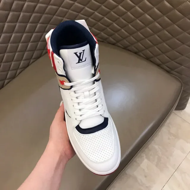 Louis Vuitton LV Trainer White Red High-Top Multi-Panel Leather Lifestyle Sneakers 4