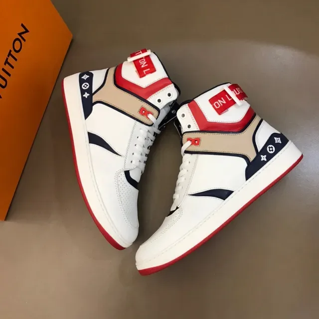 Louis Vuitton LV Trainer White Red High-Top Multi-Panel Leather Lifestyle Sneakers 6