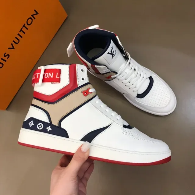 Louis Vuitton LV Trainer White Red High-Top Multi-Panel Leather Lifestyle Sneakers 7