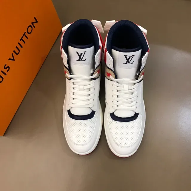 Louis Vuitton LV Trainer White Red High-Top Multi-Panel Leather Lifestyle Sneakers 8