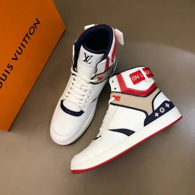 Louis Vuitton LV Trainer White Red High-Top Multi-Panel Leather Lifestyle Sneakers 9