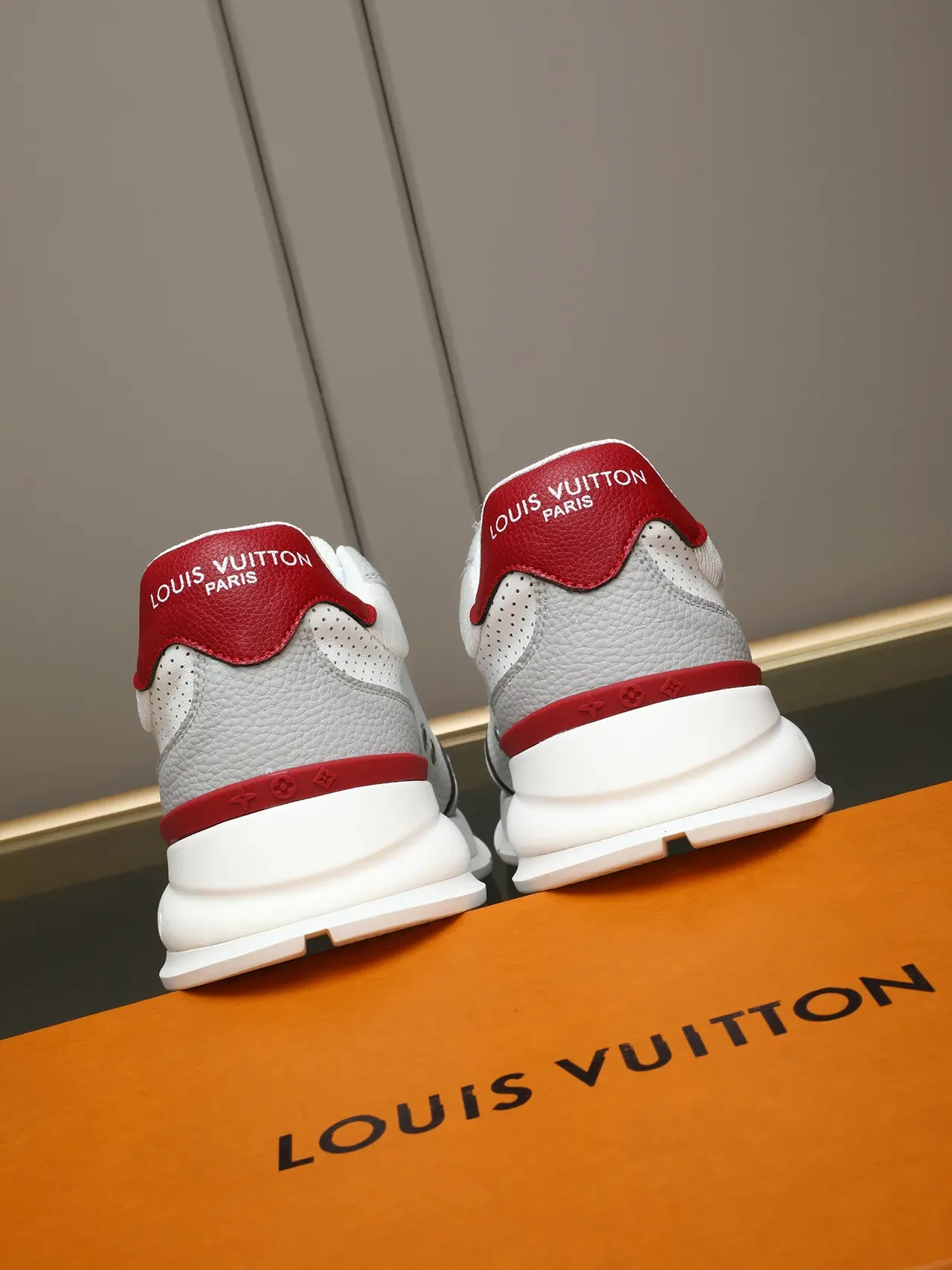 Louis Vuitton LV Trainer White Red Perforated Leather Upper Monogram Appliqué Chunky Sneakers 3