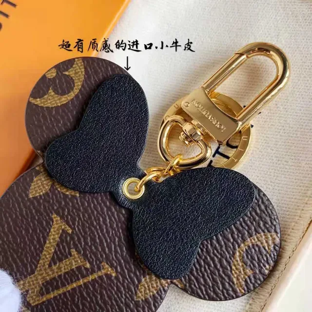 Louis Vuitton Mickey Mouse Key Holder Brown Gold Monogram Canvas Leather Bow Detail Crossbody Bag 2