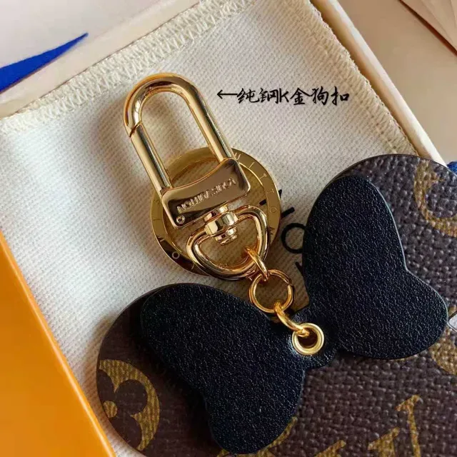 Louis Vuitton Mickey Mouse Key Holder Brown Gold Monogram Canvas Leather Bow Detail Crossbody Bag 3