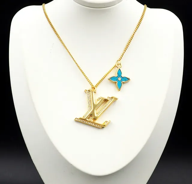 Louis Vuitton Monogram and Flower Pendant Gold-Tone Chain Necklaces 4