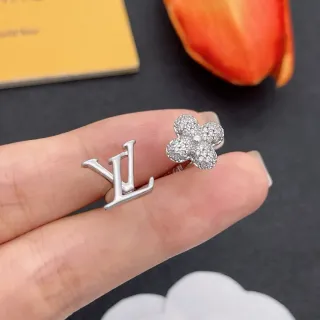 Louis Vuitton Monogram and Pavé Floral Silver-Tone Earrings