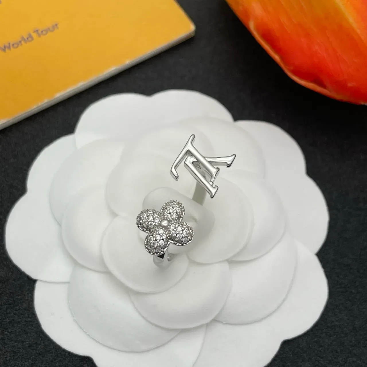Louis Vuitton Monogram and Pavé Floral Silver-Tone Earrings 6