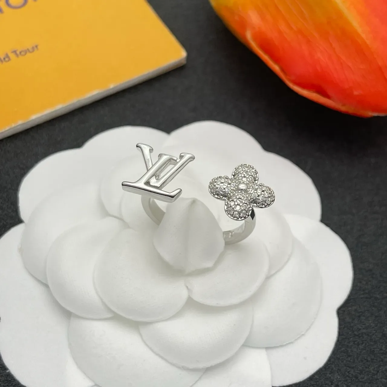 Louis Vuitton Monogram and Pavé Floral Silver-Tone Earrings 7