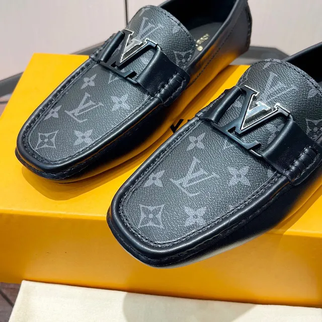 Louis Vuitton Monogram Canvas and Black Leather Loafer 7