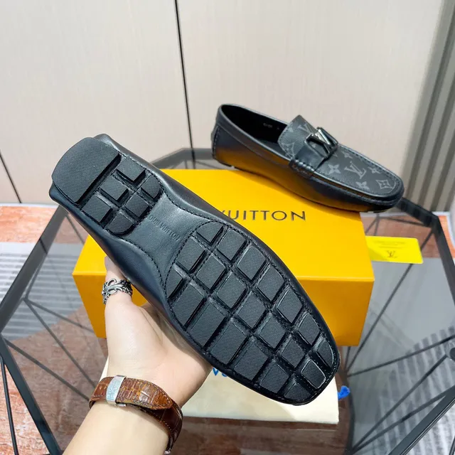 Louis Vuitton Monogram Canvas and Black Leather Loafer 9