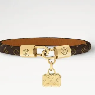 Louis Vuitton Monogram Canvas Gold-Tone Mini Pulsera con Charm de Bolso