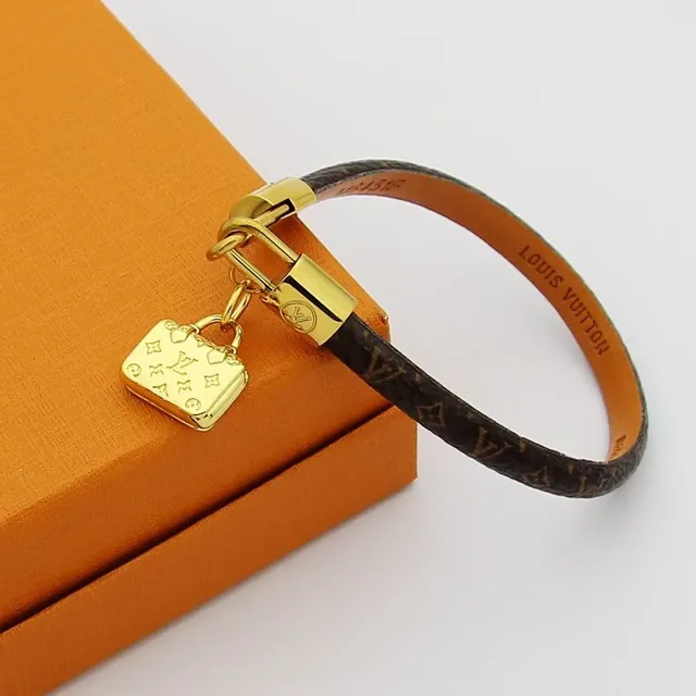 Louis Vuitton Monogram Canvas Gold-Tone Mini Bag Charm Bracelet 9