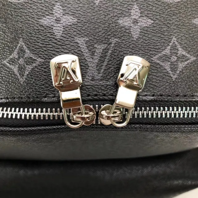 Louis Vuitton Monogram lona revestida y cuero negro mochila casual de dos compartimentos 5