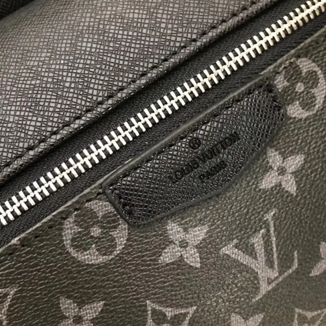 Louis Vuitton Monogram lona revestida y cuero negro mochila casual de dos compartimentos 6